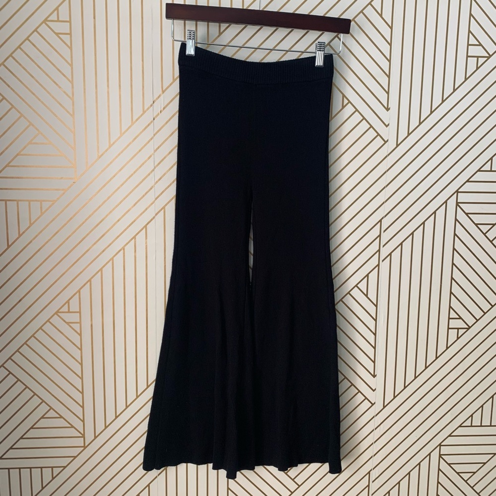 House of Harlow 1960 Ribbed Flared Flare knit black pants pull on XS